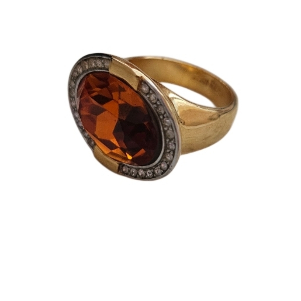 Joan Rivers  Gold and Silver Oval Gemstone Ring Size 8 - Picture 8 of 10